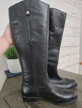 INC International Concepts Leather Knee High Boots Black Wide Calf NWOB